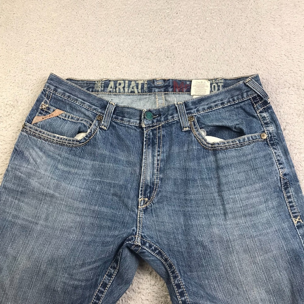 Ariat Jeans Mens 38 (39x35) M6 Slim Boot Blue Western Work Cowboy Denim - Picture 2 of 14